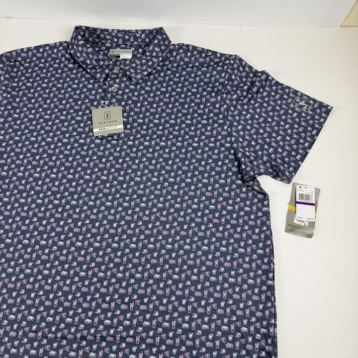 Translation missing: en.PGA Tour Men's Refreshments Short Sleeve Printed Polo Shirt Blue Indigo-2XL