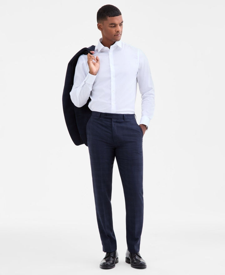 Translation missing: en.Calvin Klein Men's Jace Slim-Fit Wool-Blend Suit Pants Blue Check-34x32