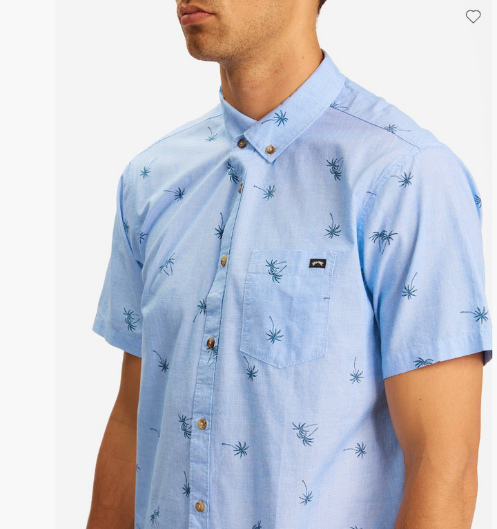 Translation missing: en.Billabong Men's Organic Cotton Sundays Mini Short Sleeve Shirt Mist Blue-Large