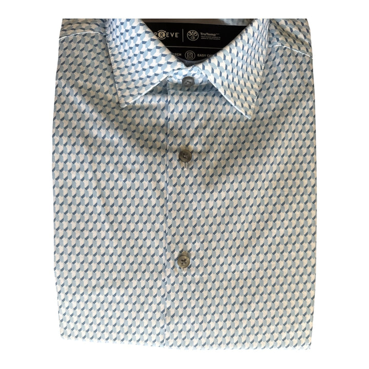 Translation missing: en.Alfani Men's Geo-Print Dress Shirt Slim Fit White Blue Stretch-15-15.5 32/33
