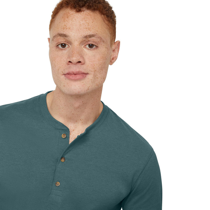 Translation missing: en.Hanes Originals Men's Cotton Long Sleeve Henley T-shirt Cactus Green-Small