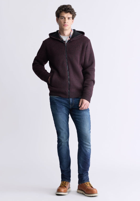 Translation missing: en.Buffalo David Men's Walmick Full-Zip Knit Hoodie with Sherpa Lining - Red - XL
