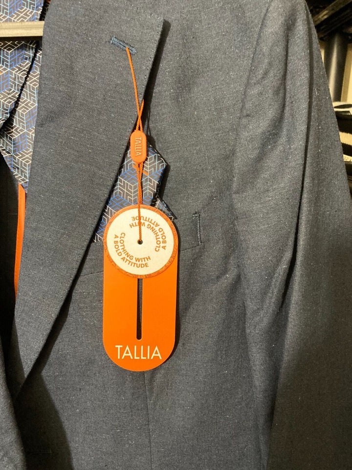 Translation missing: en.Tallia Men's Linen/Cotton Solid Slim Fit Blazer in Indigo-Size Medium 36-38R