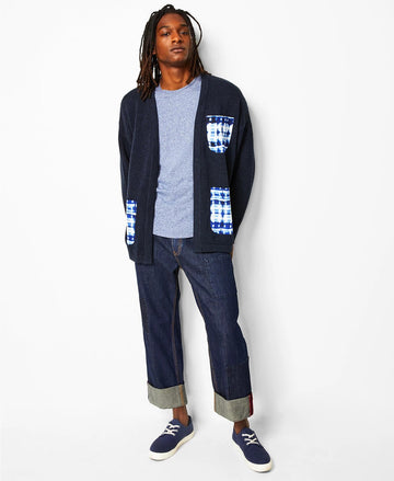 Translation missing: en.Sun + Stone Men's Kazu Kimono Sweater in Moon Indigo-Size Small