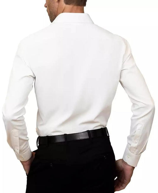 Translation missing: en.Tayion Collection Men's Slim-Fit Dobby Dress Shirt - White-16-16.5 34/35