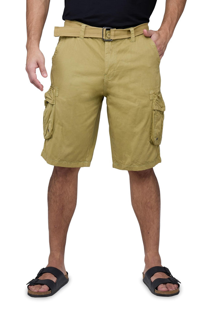 Translation missing: en.RAW X Men's Belted Classic Fit 12.5" Cotton Cargo Shorts Khaki Color-Size 40