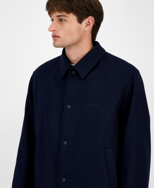 Translation missing: en.Hugo Boss Men's Baksi Slim-Fit Coach Jacket Poly/Wool Blend Navy-XL