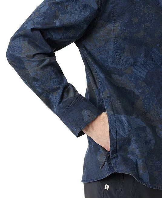 Translation missing: en.Bass Outdoor Utility Shacket Men's Small Navy Rock Camo Ripstop Shirt Jacket