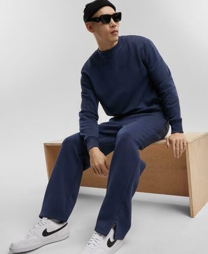 Translation missing: en.Mode of One Men's Relaxed-Fit Fleece Sweatshirt in Caspian Waters Blue-Small