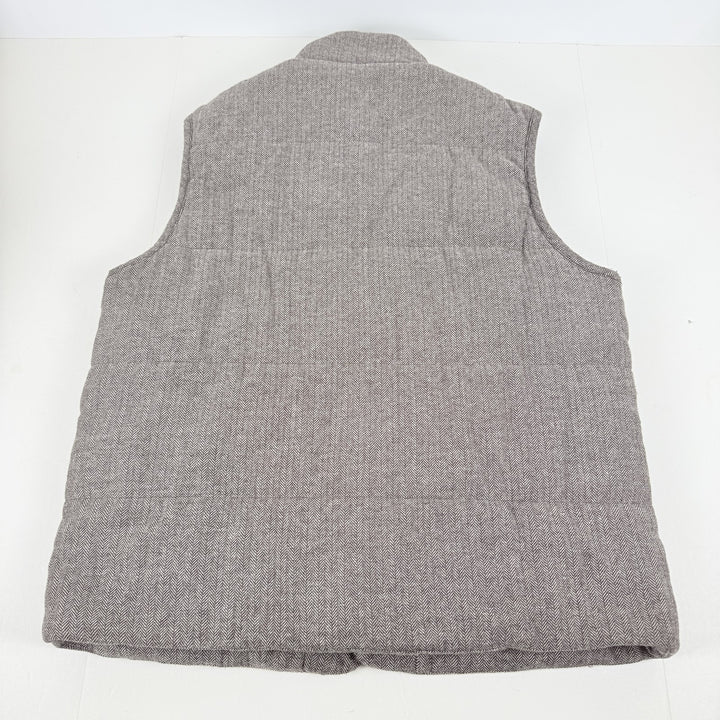 Translation missing: en.Club Room Men's Tweed Herringbone Button-Front Padded Vest Brown-Large