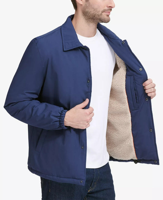Translation missing: en.Cole Haan Men's Coaches Jacket with Sherpa-Fleece Lining in India Ink Blue-Small