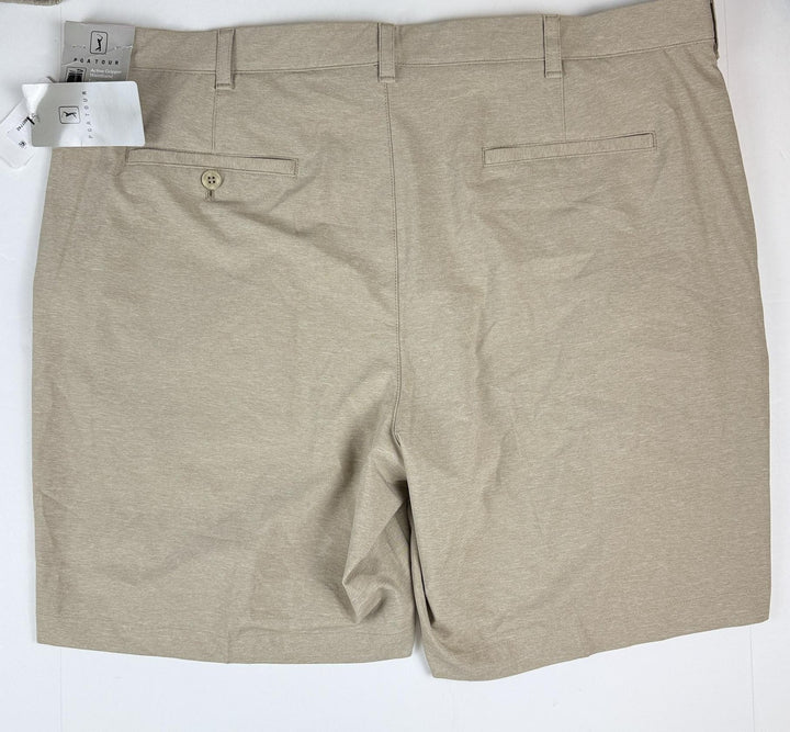 Translation missing: en.PGA TOUR Men's 8” Khaki Heather Performance Golf Shorts Size 40 Stretch UPF 50