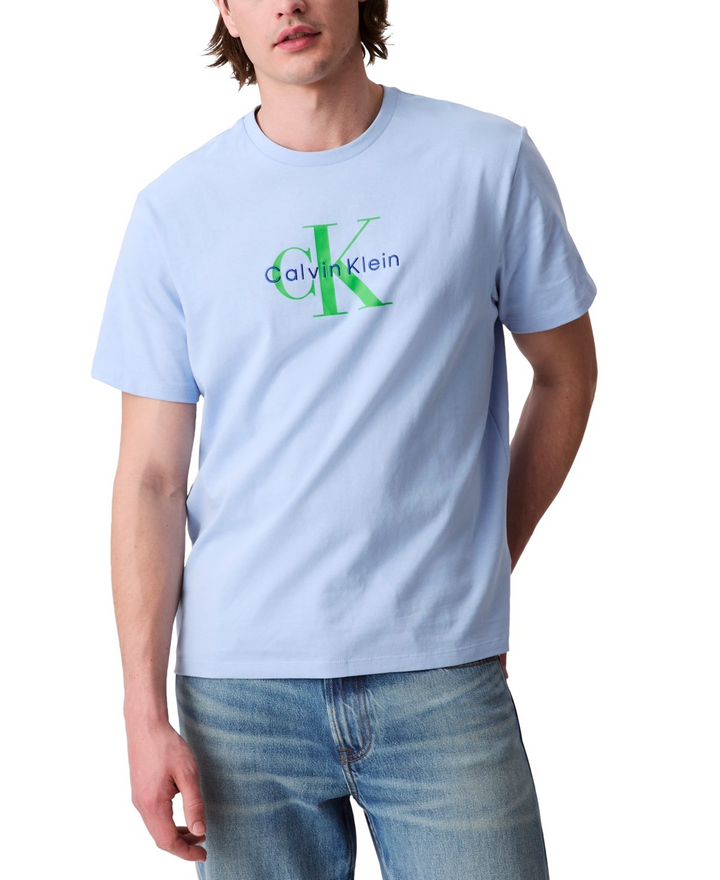 Translation missing: en.Calvin Klein Men's Relaxed-Fit Logo T-Shirt - Chambray Blue-Size Medium