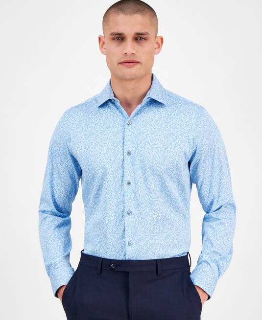 Translation missing: en.Bar III Men's Slim-Fit Daniel Floral Dress Shirt Mid Blue Stretch-16-16.5 34/35