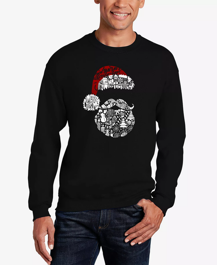 Translation missing: en.La Pop Art Men's Santa Pics Word Art Crewneck Sweatshirt Black-Large