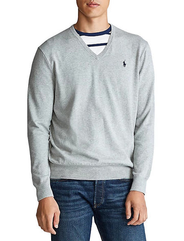 Translation missing: en.Polo Ralph Lauren Big and Tall V-Neck Pima Cotton Sweater Andover Heather-4XB