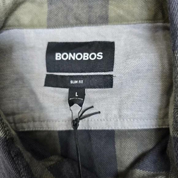 Translation missing: en.Bonobos Flannel Shirt Olive Green Buffalo Plaid Size XL Mens Slim-Fit