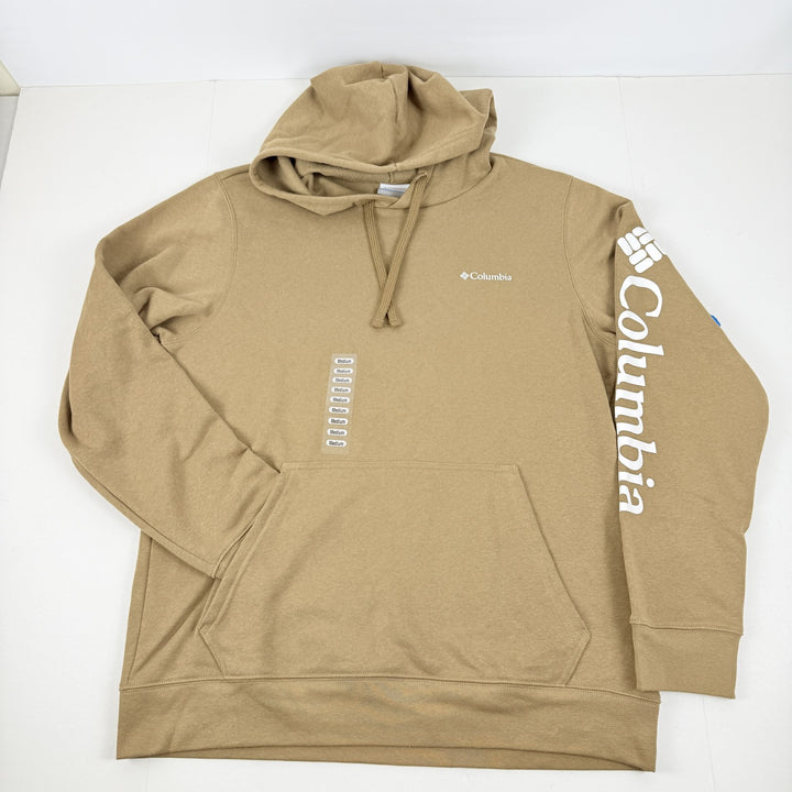 Translation missing: en.Columbia Men's Trek Sleeve Logo Hoodie Cotton Blend in Delta Brown-Size Medium
