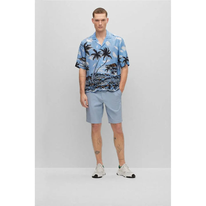 Translation missing: en.BOSS Men's Regular Fit Lars O Tropical Print Shirt in Open Blue-XL
