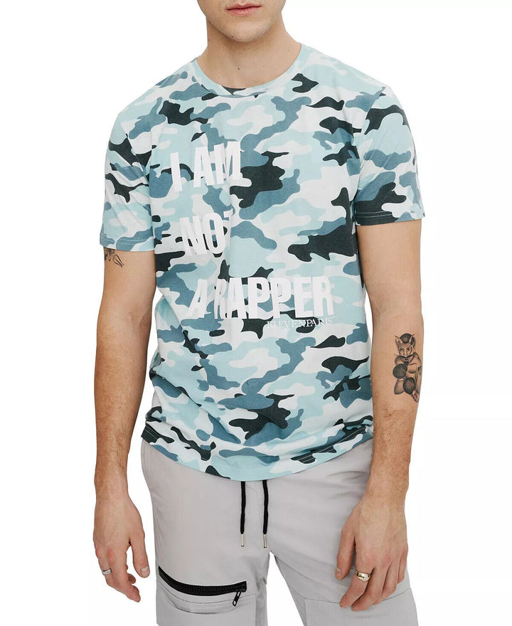Translation missing: en.Eleven Paris Men's I Am Not A Rapper Camo T-Shirt in Bluestone Camo-2XL