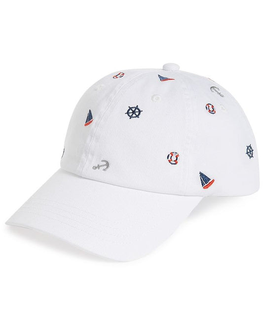 Translation missing: en.Club Room Men's Nautical Embroidered Baseball Hat White-O/S