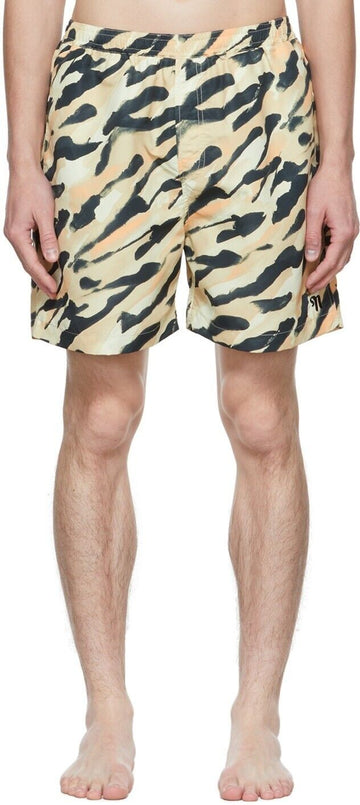 Translation missing: en.Nanushka Men's Kenan Hand-Painted Abstract Animal Print Swim Shorts Multi-Medium