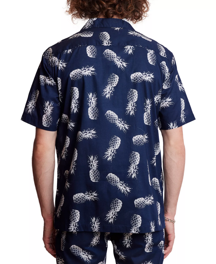 Translation missing: en.Paisley &amp; Gray Men's Slim Fit Pineapple Print Button Front Camp Shirt Navy-2XL