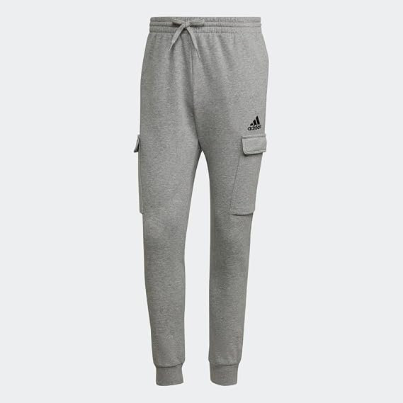 Translation missing: en.adidas Mens Essentials Regular Tapered-Fit Fleece Cargo Joggers Md Gray Htr-2XL