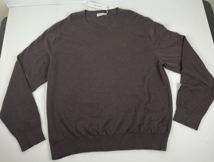 Translation missing: en.Calvin Klein Men's Smooth Cotton Monogram Logo Sweater Java Brown-2XL