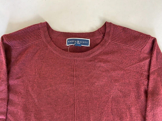 Translation missing: en.Karen Scott Plush Seamed Sweater, Merlot- Sz S