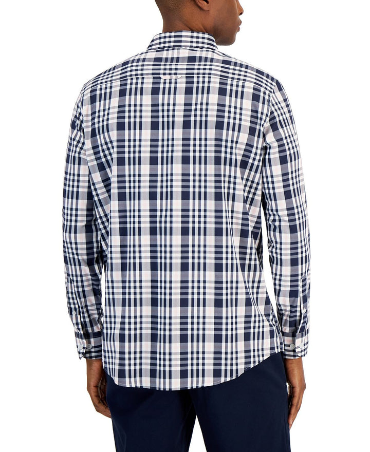 Translation missing: en.Club Room Men's Thomas Plaid Tech Woven Button-Up Shirt Navy Multi-XL