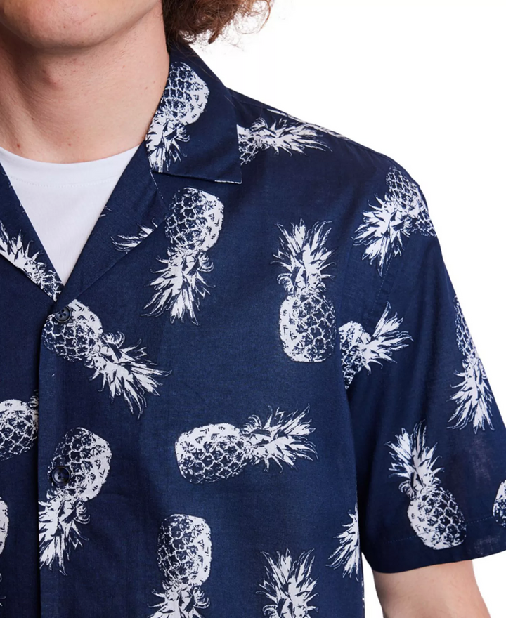Translation missing: en.Paisley &amp; Gray Men's Slim Fit Pineapple Print Button Front Camp Shirt Navy-2XL