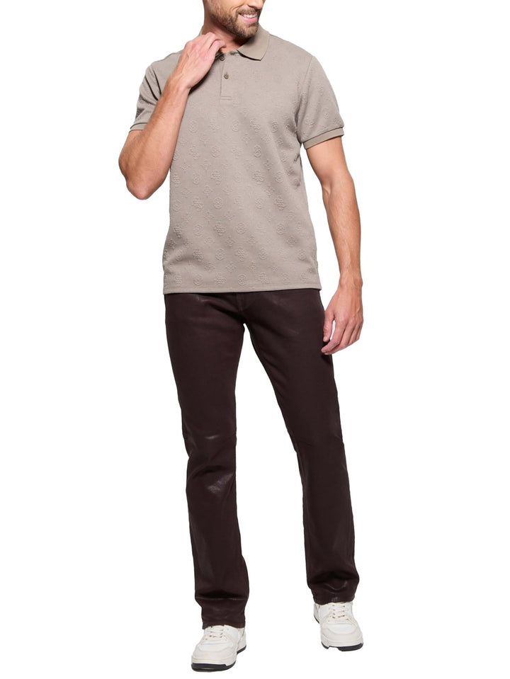 Translation missing: en.Guess Men's Peony Relaxed Fit Short Sleeve Quatro G Polo Sweater Walnut Shell-Sm