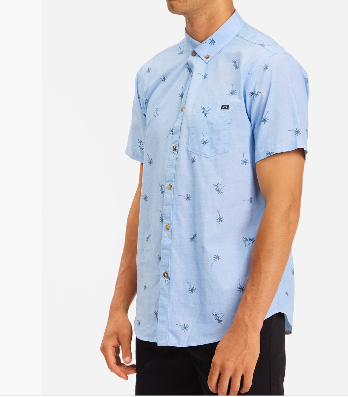 Translation missing: en.Billabong Men's Organic Cotton Sundays Mini Short Sleeve Shirt Mist Blue-Large