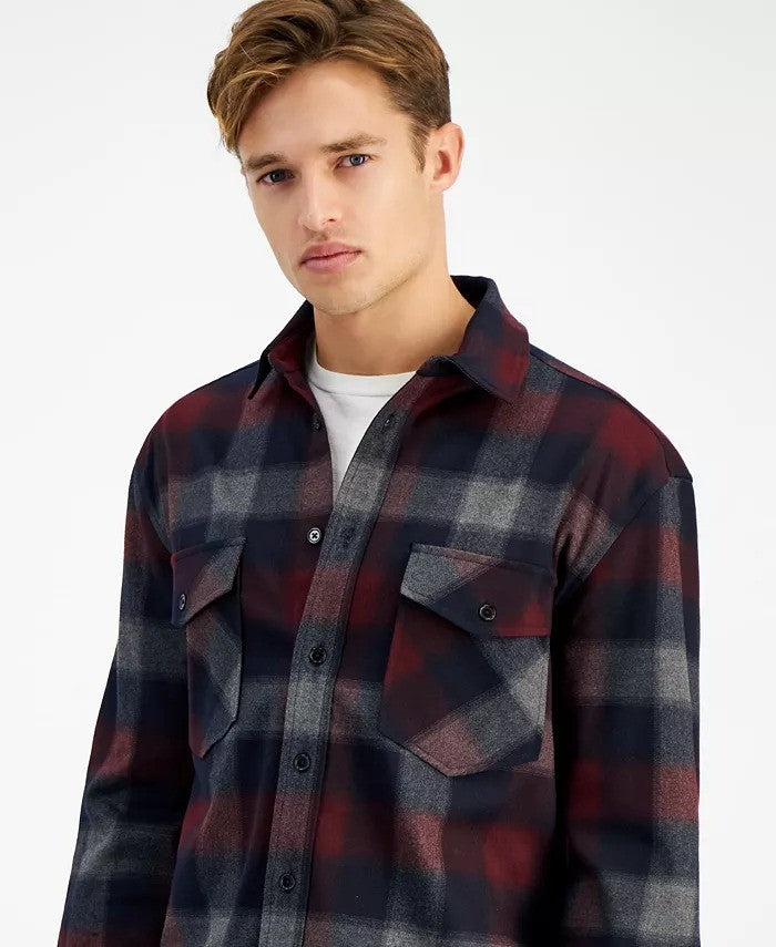 Translation missing: en.CRWTH Men's Canyon Plaid Flannel Shirt - Burgundy-Small