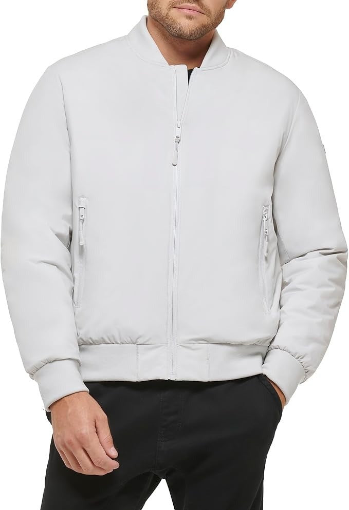Translation missing: en.DKNY Men's Lightweight Stretch Bomber Jacket in Ice Gray-Large