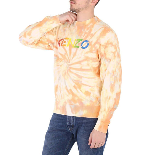 Translation missing: en.Kenzo Men's Cotton Tie Dyed Logo Print Classic Fit Crewneck Sweatshirt Peach-Sm