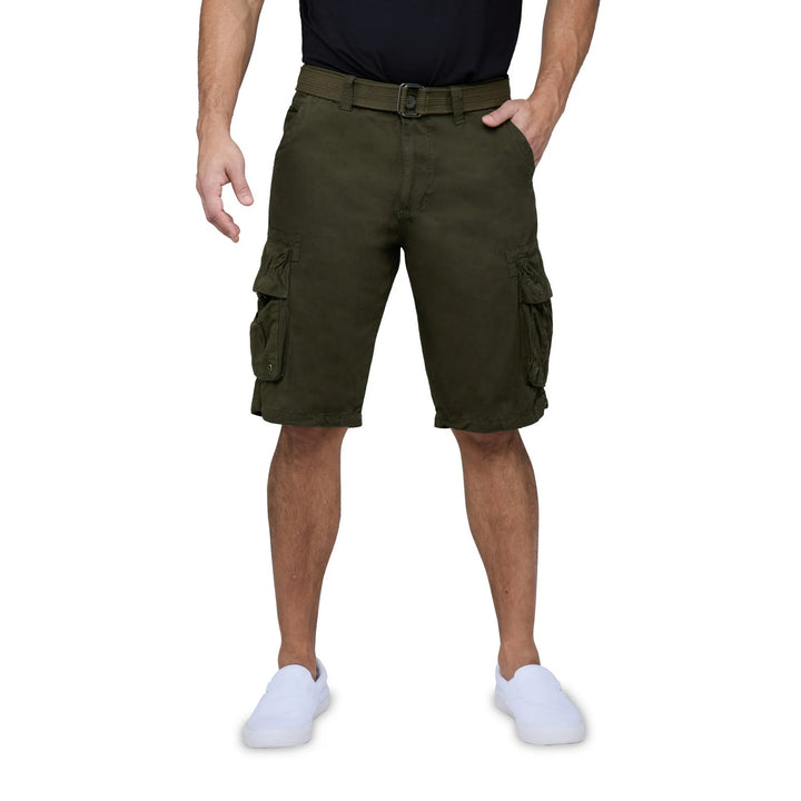 Translation missing: en.RAW X Men's Belted Classic Fit 12.5" Cotton Cargo Shorts Olive-52W