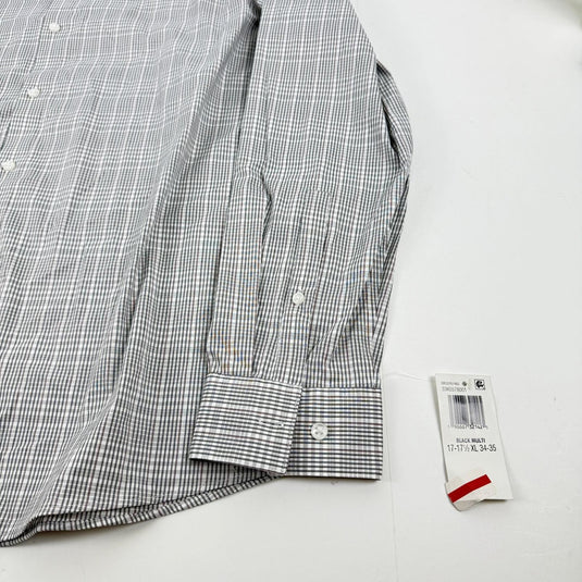 Translation missing: en.Calvin Klein Mens Extra Slim Fit Stretch Dress Shirt Black Multi-XL17-17.5 34/35