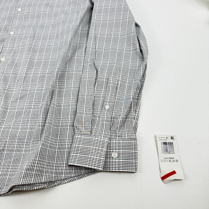 Translation missing: en.Calvin Klein Mens Extra Slim Fit Stretch Dress Shirt Black Multi-XL17-17.5 34/35