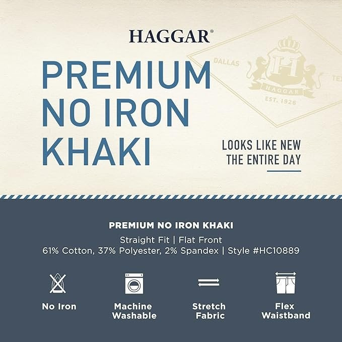 Translation missing: en.Haggar Men's Premium No Iron Khaki Straight-Fit Stretch Pants Sand-32x34