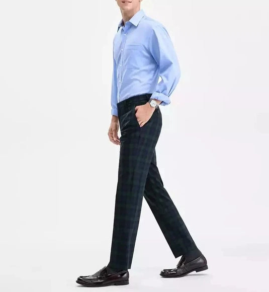 Translation missing: en.Tommy Hilfiger Men's Tate Modern-Fit Stretch Dress Fall Pants Blue Plaid-38x34