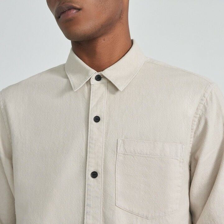 Translation missing: en.J Brand Tertium Woven Slim Fit Button Down Shirt in Natural-Size Large
