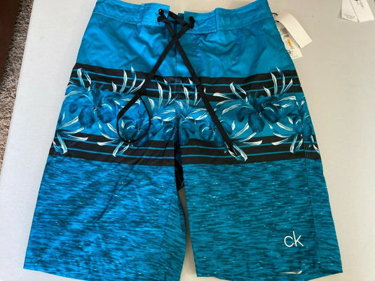 Translation missing: en.Calvin Klein Men's Floral-Print Upf 50+ 10" E-Board Shorts in Skydiver Blue-Smal