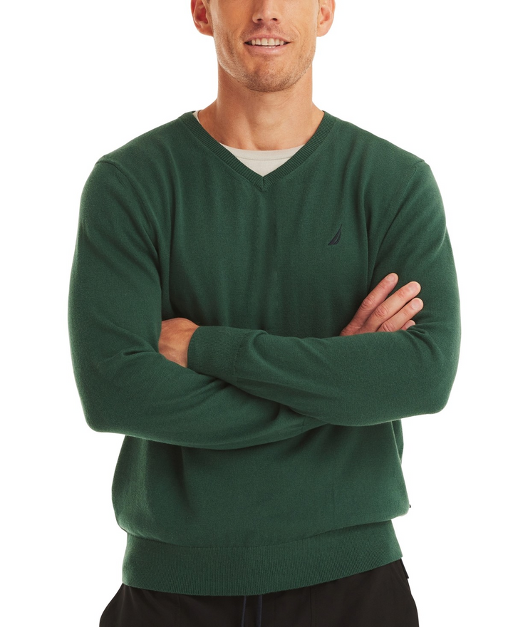 Translation missing: en.Nautica Navtech V-Neck Sweater Size Smal Rain Forrest Green Classic Fit Stretch