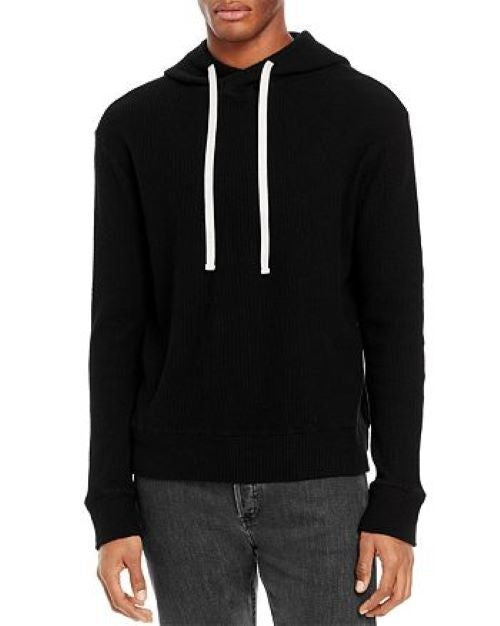 Translation missing: en.Monrow Men's Cotton Blend Waffle Knit Thermal Hoodie in Black-Size Small