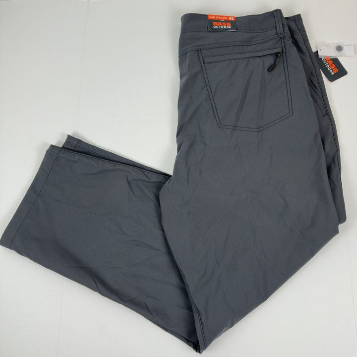 Translation missing: en.Bass Outdoor Men's Slim Straight-Fit Traveler Pants - Asphalt Gray-42x30.5 New
