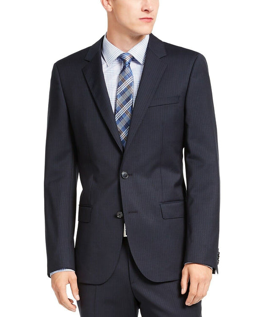 Translation missing: en.Hugo Boss Henry 182 Men's Slim-Fit Navy Blue Stripe Suit Jacket 38