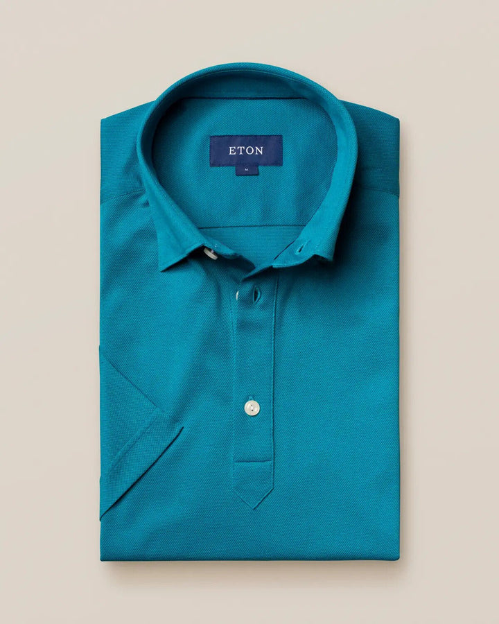 Translation missing: en.Eton Men's Contemporary-Fit Pique Polo in Teal- Size 3XL