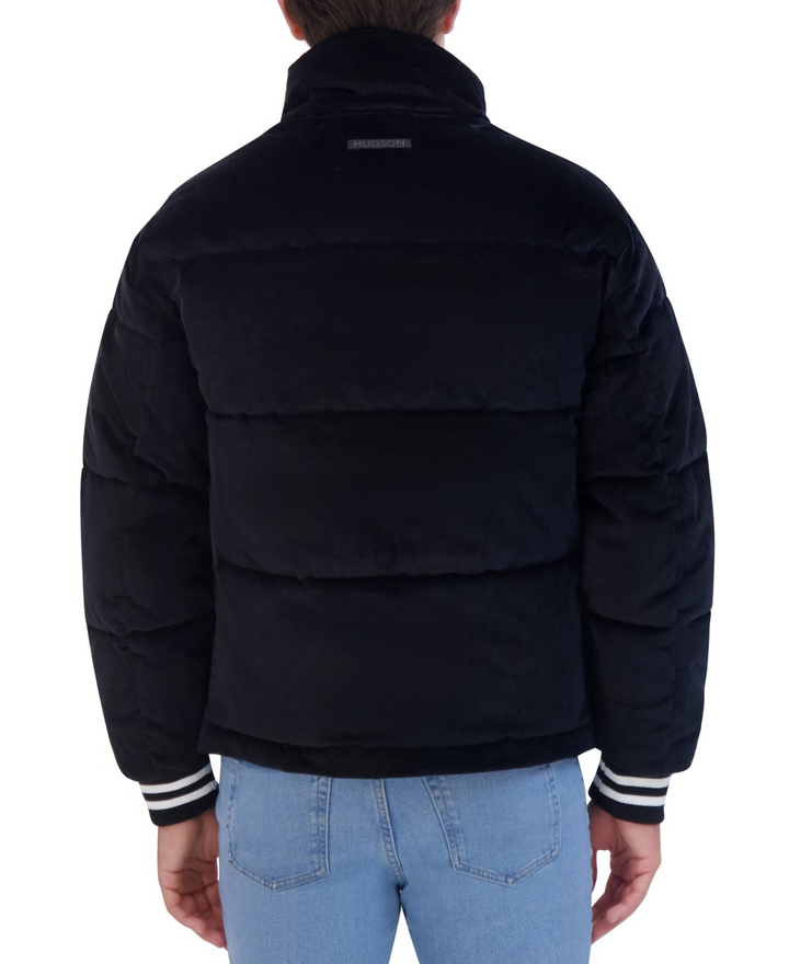 Translation missing: en.Hudson Jeans Men's Corduroy Varsity Puffer Jacket - Black -Size Small